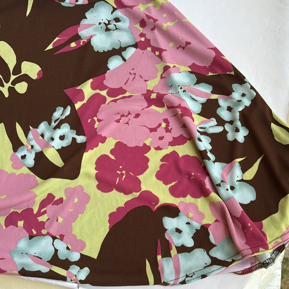 Vintage Y2K Pink Floral Colorful Asymmetrical Dress Bias Fairy Betsey Johnson S - Picture 5 of 17